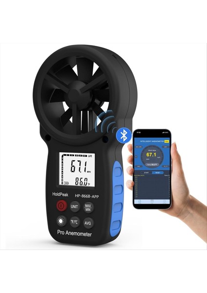 Holdpeak 866B-APP Bluetooth El Tipi Anemometre - Dijital Rüzgar Hızı, (Yurt Dışından) fırsatları