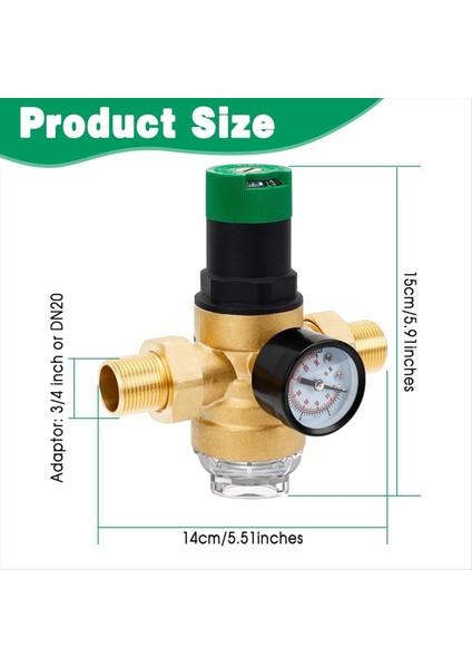 Pirinç Basınç Regülatörü 3/4 Inç, DN20 Redüksiyon Vanası (Yurt Dışından) fiyatları