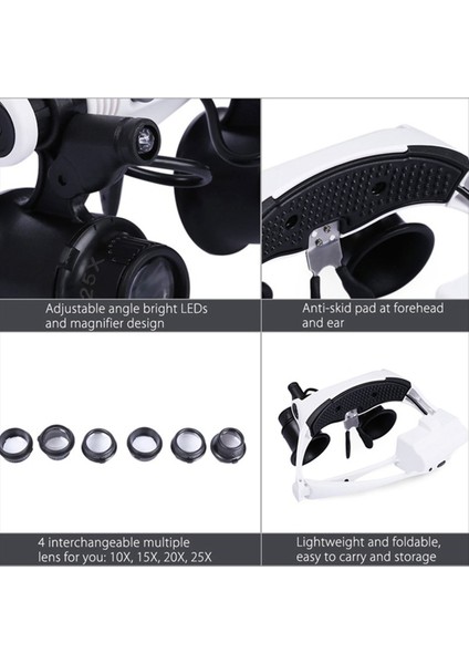 Kafa Bandı LED Büyüteç Far Mikroskop Saat Tamiri (Yurt Dışından)