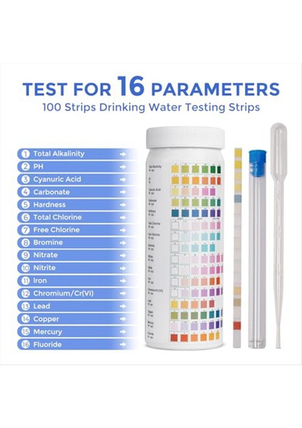 16'sı 1 Arada Su Test Şeritleri, Içme Suyu Test Kiti (Yurt Dışından) fiyatları