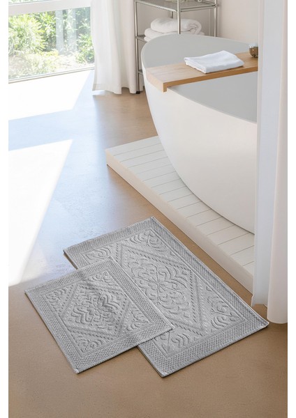 | Violeta 2'li Banyo Paspas Seti | Kaymaz Taban %100 Pamuk | 60X100 - 50X60 cm