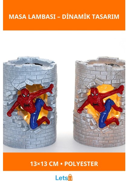 Örümcek Adamlı Renkli Çocuk Masa Lambası