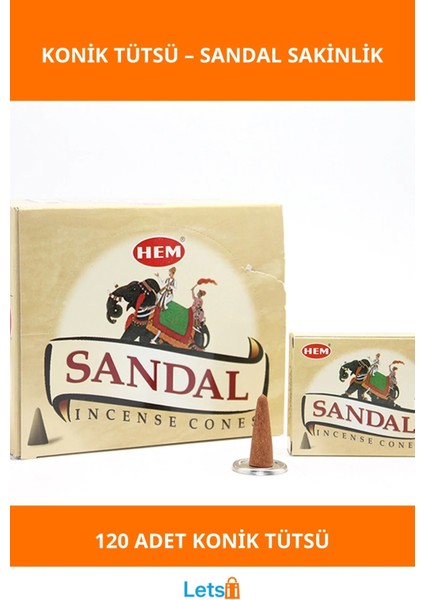 Sandal Aromalı Konik Tütsü 12 Paket 10 Adet
