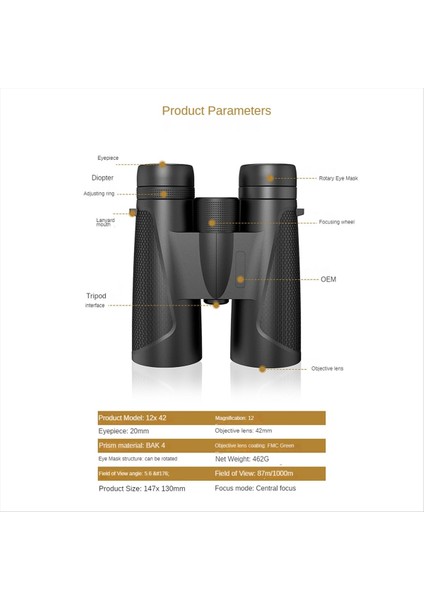 Açık Havada Kullanım Için 12X42 Yüksek Çözünürlüklü Dürbün Optik Teleskop (Yurt Dışından) fiyatları