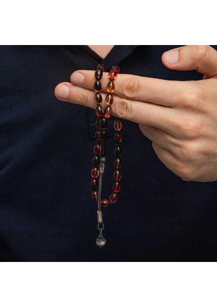 Gümüş Kazaz Püsküllü Sarı Siyah Kırmızı Sıkma Kehribar Tesbih fiyatları