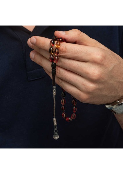 Gümüş Kazaz Püsküllü Sarı Siyah Kırmızı Sıkma Kehribar Tesbih modelleri