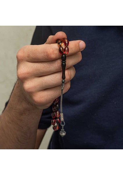 Gümüş Kazaz Püsküllü Sarı Siyah Kırmızı Sıkma Kehribar Tesbih fırsatları