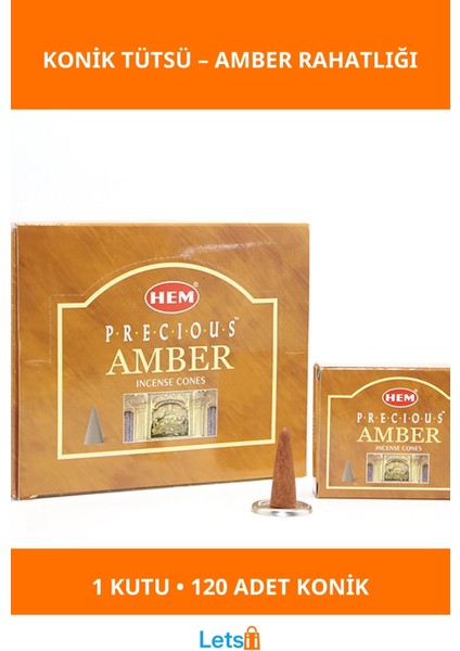 Precious Amber Aromalı Konik Tütsü 12 Paket
