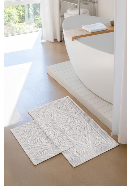 | Violetta 2'li Banyo Paspas Seti | Kaymaz Taban %100 Pamuk | 60X100 - 50X60 cm