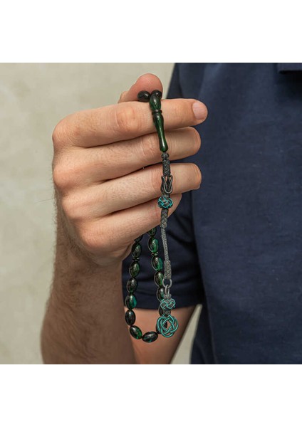 Gümüş Kazaz Püsküllü Yeşil Sıkma Kehribar Tesbih modelleri