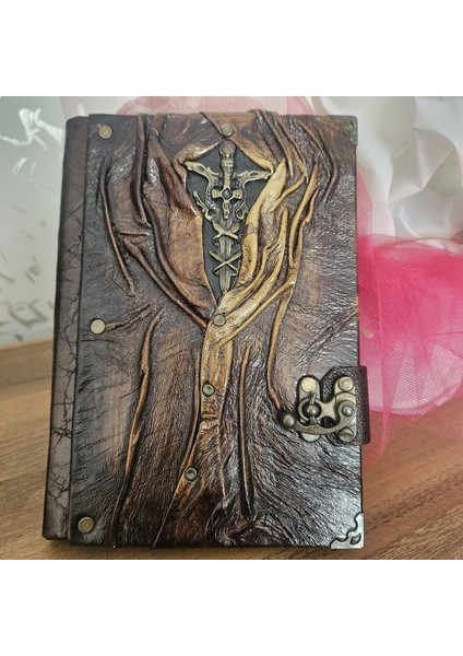 Kılıç Eskitme Hakiki Deri Şamua Kağıt El Yapımı Hediyelik Anı Günlük Ajanda Defter