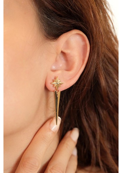 Asil 14 Ayar Kuzey Yıldızı Sallantılı altın küpe KP5179