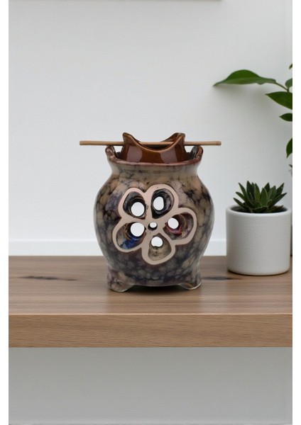 Seramik Lotus Çiçek Tasarımlı Buhurdanlık