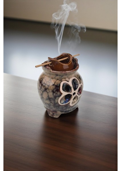 Seramik Lotus Çiçek Tasarımlı Buhurdanlık