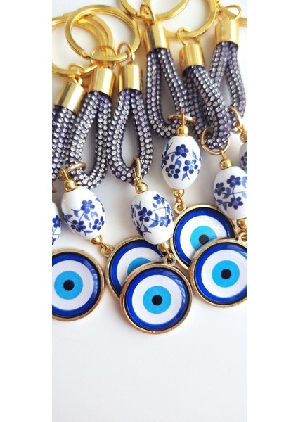 Hediyelik Mor Zirkon Taşlı ve Nazar Boncukluanahtarlık - 12 cm fiyatları