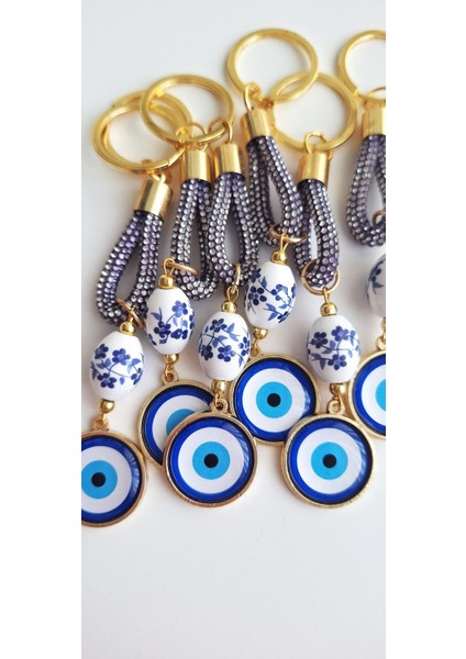 Hediyelik Mor Zirkon Taşlı ve Nazar Boncukluanahtarlık - 12 cm modelleri