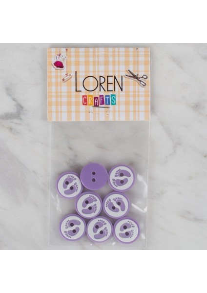 Loren Crafts lila 8 li ayak izi düğme - 437