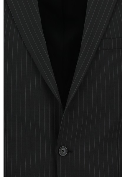 Regular Fit Yünlü Çizgili Takım Elbise