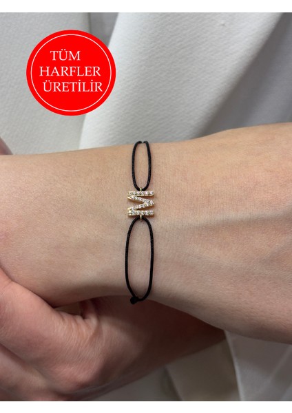 14 Ayar Altın Taşlı Harf Ip Bileklik