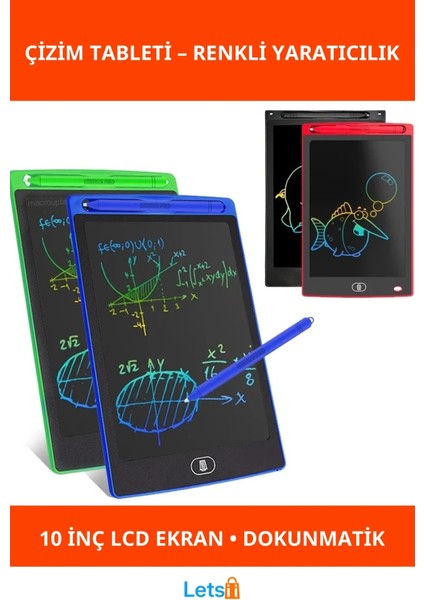 10 Inç Renkli Eğitici Çizim Tableti LCD Kalem ile