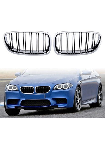 Araba Chrome+Parlak Siyah Çift Çabuk Ön Böbrek Izgara F10/ F11 M5 535I 550I 528I 4-Door 2010-2017 (Yurt Dışından) modelleri