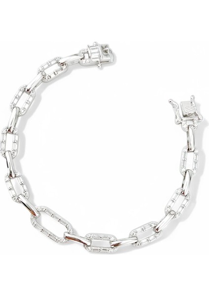 925 Ayar Gümüş Baget Taşlı Ataç Kadın Gümüş Bileklik