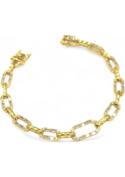 925 Ayar Gümüş Baget Taşlı Ataç Kadın Gümüş Bileklik