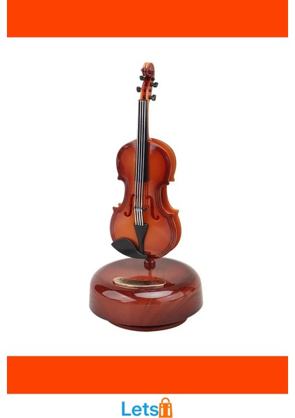 Ahşap Görünümlü Müzik Kutusu Hareketli Keman Şeklinde Für Elise Melodili indirimleri