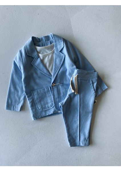 Erkek Bebek %100 Keten Kumaş Takım Elbise, 3'lü Takım_RG327