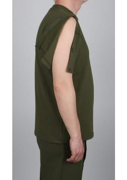 Adaptif Kısa Kollu Haki Kırık Kol - Ortopedi Tedavi Kıyafeti modelleri