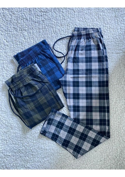 3'lü Paket Renkli Unisex Pijama Altı / Ultra Kalite Ekose Eşofman Altı