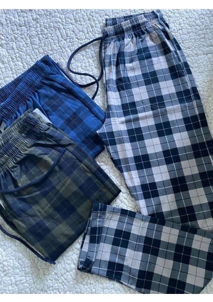 3'lü Paket Renkli Unisex Pijama Altı / Ultra Kalite Ekose Eşofman Altı fiyatları