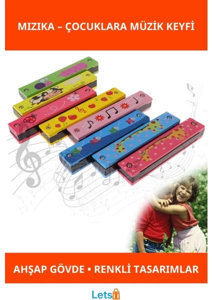 Ahşap Mızıka Renkli Eğlenceli Müzik Aleti