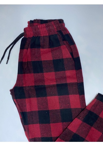 Yumuşak Dokulu Rahat Kalıp Kışlık Unisex Pazen Pijama Pantolonu Bordo -Konforlu Stilin Yeni Hali fiyatları