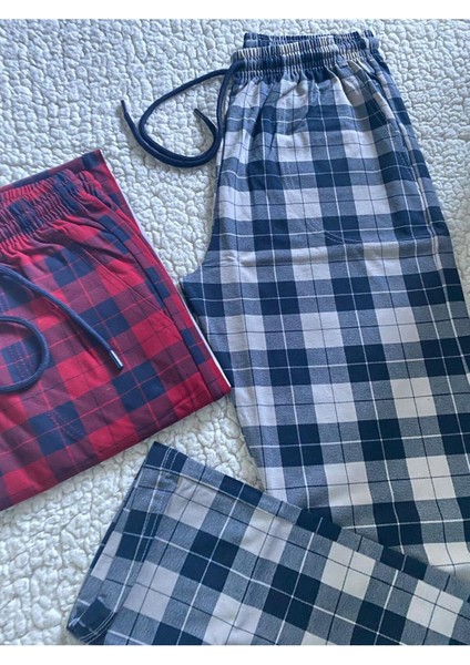 Orta Kalın Unisex Ekose Büyük Kare Desenli 2'li Pijama Altı / Ultra Kalite Eşofman fiyatları