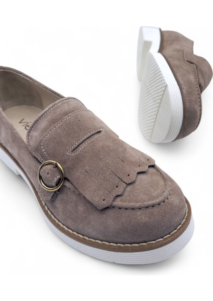 Braven Açık Vizon Süet Hakiki Deri Kadın Loafer indirimleri