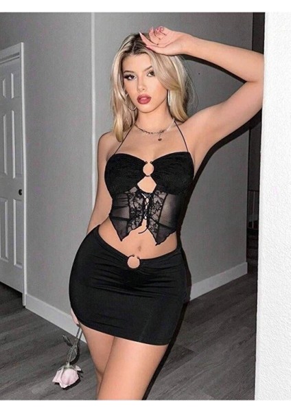 Kadın Siyah Crop 5085