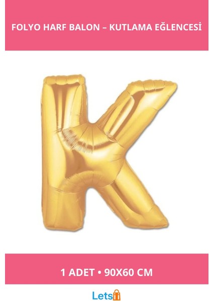 Altın Sarısı 90 cm Folyo Harf Balon Uçan Balon