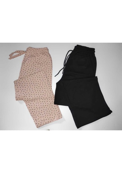 2'li Kadın Tekl Alt Modal Bol Paça Eşofman & Pamuklu Pijama Altı