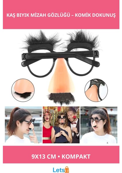 Eğlenceli Kılık Değiştirme Kaş Bıyık Mizah Gözlüğü 9X13 cm