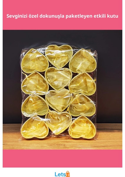 Zarif Sarı Kalpli Tül Kese 16CM 1 Adet Hediye Sunumu fiyatları