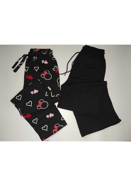 2'li Kadın Tekl Alt Modal Bol Paça Eşofman & Pamuklu Pijama Altı