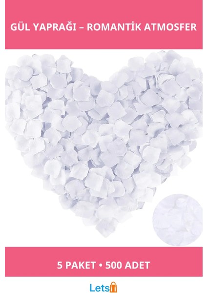 Beyaz Renk Konfeti Gül Yaprağı 5 Paket 500 Adet