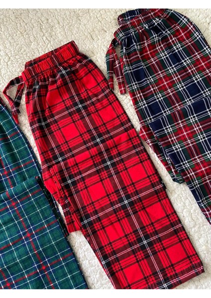 3'lü Ekose Kareli Desenli Pamuklu Kadın Pijama Altı - 3 Adet Tek Alt Pijama - Premium Kalite fiyatları