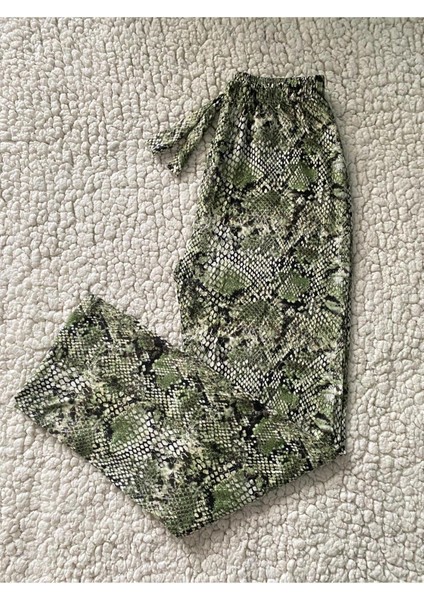 Yılan Derisi & Leopard Desenli Kadın Tek Alt Pijama - 2 Adet Kadın Pijama Altı indirimleri