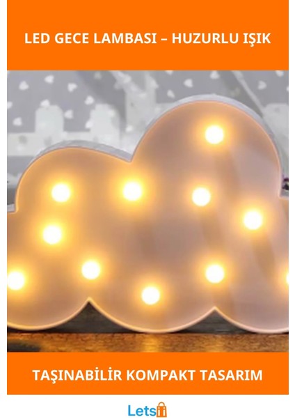 Bulut Şeklinde Dekoratif Taşınabilir LED Gece Lambası