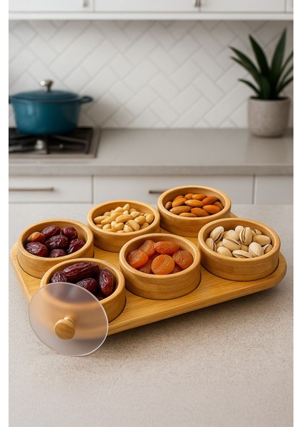Porsima PBT-693 Tepsili 6lı Bambu Kahvaltılık Saklama Kabı Kapaklı Saklama Kabı Kapaklı Kahvaltılık Seti fiyatları