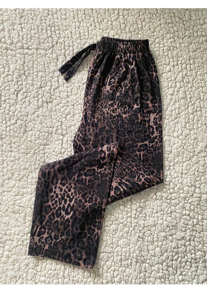 Leopard Kadın Tek Alt Pijama - Pamuklu Pijama Altı
