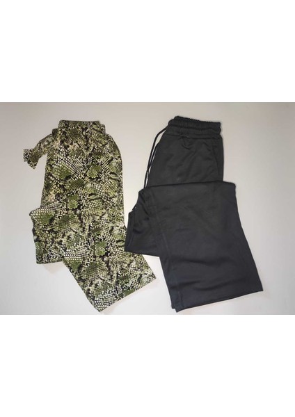 2'li Kadın Tekl Alt Modal Bol Paça Eşofman & Pamuklu Pijama Altı