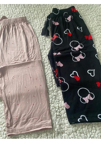 Kadın Desenli Pijama Altı - 2'li Tek Alt Pijama